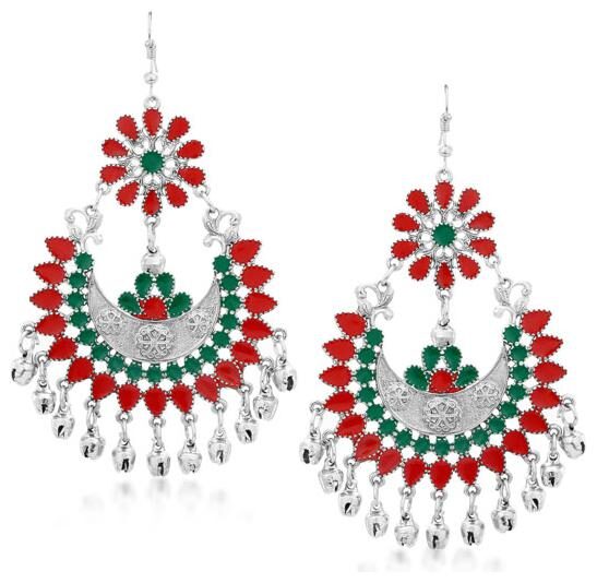 

Sukkhi Cluster Rhodium Plated Chandbali Earring for Women