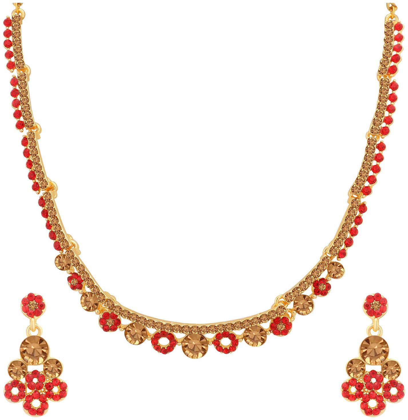 

Sukkhi Dazzling LCT and Red Stone Gold Plated Necklace Set for Women