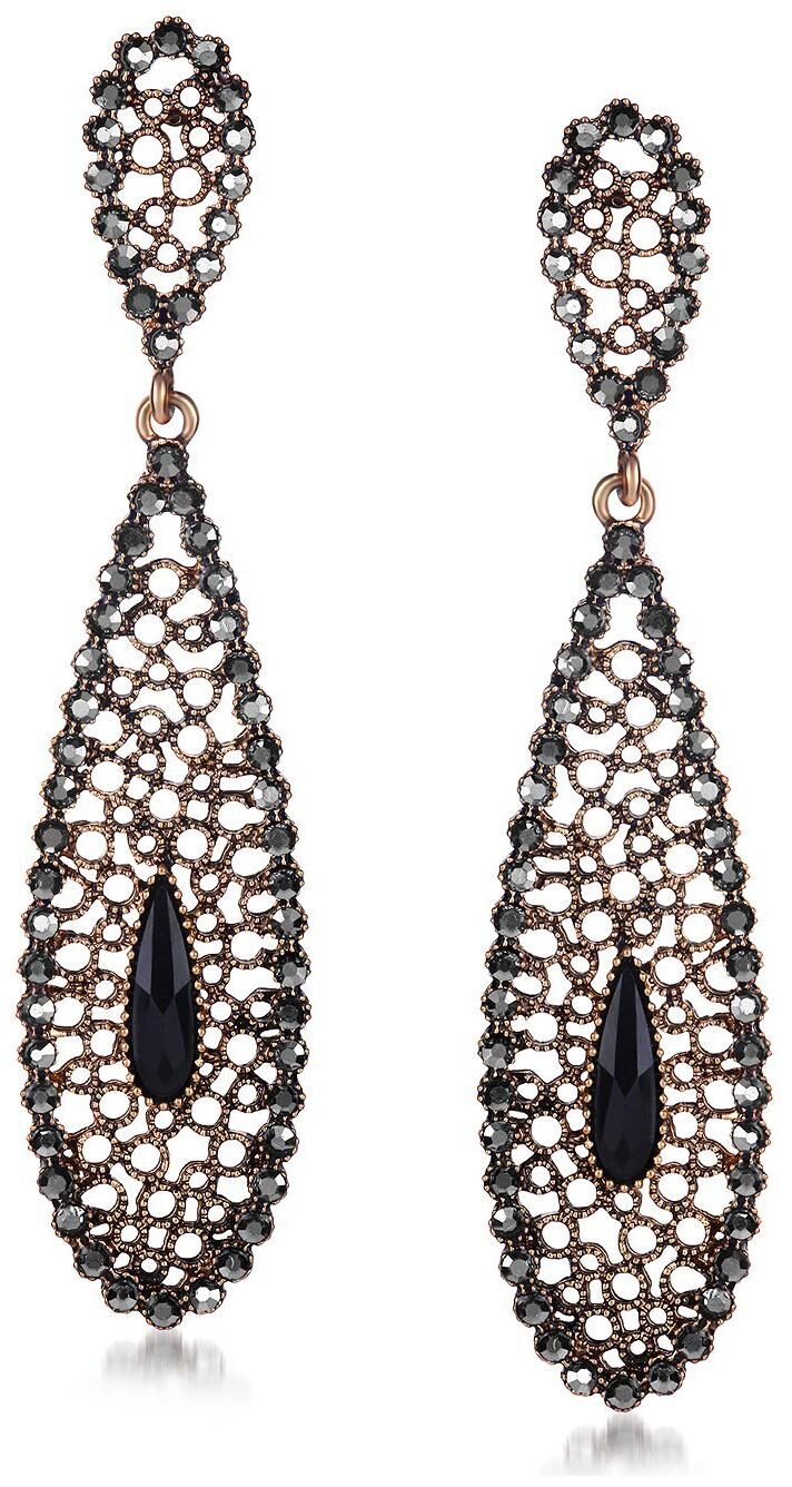 

Sukkhi Dazzling Black filigree gold plated dangler earring for women