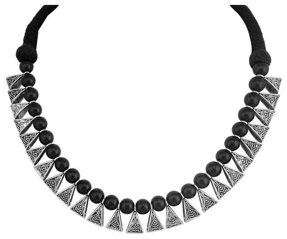 

Sukkhi Dazzling Oxidised Triangular Silk Thread Necklace For Women