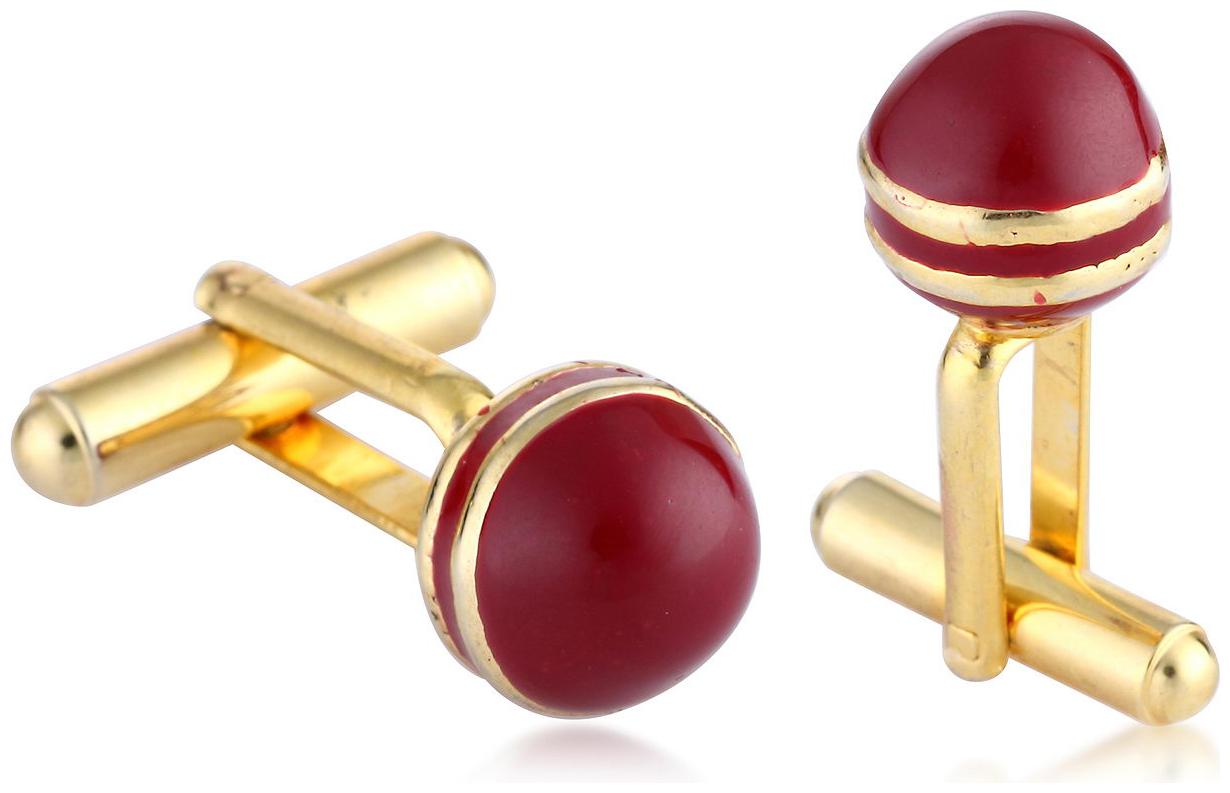 

Sukkhi Dazzling Gold plated red tennis ball shaped cufflink for men