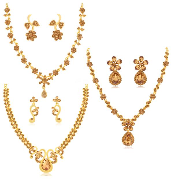 

Sukkhi Delicate LCT Gold Plated Floral Necklace Set Combo for Women