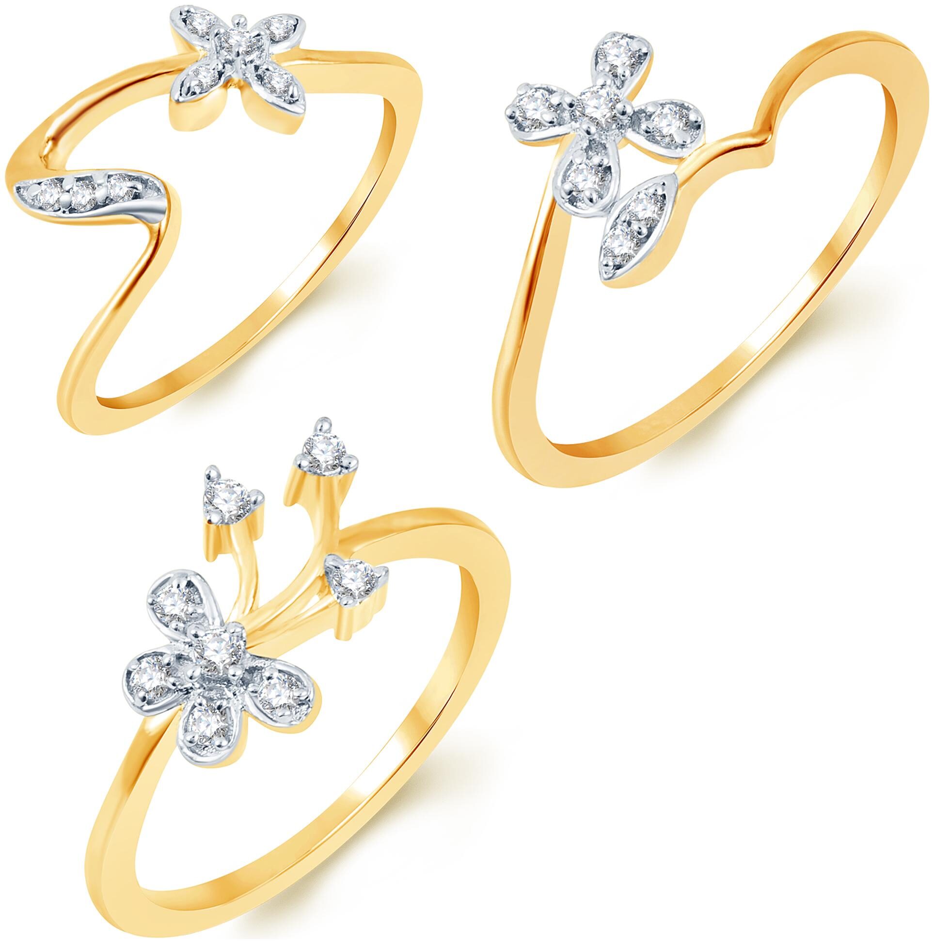 

Sukkhi Delightful Gold Plated Cz Set Of 3 Ladies Ring Combo For Women