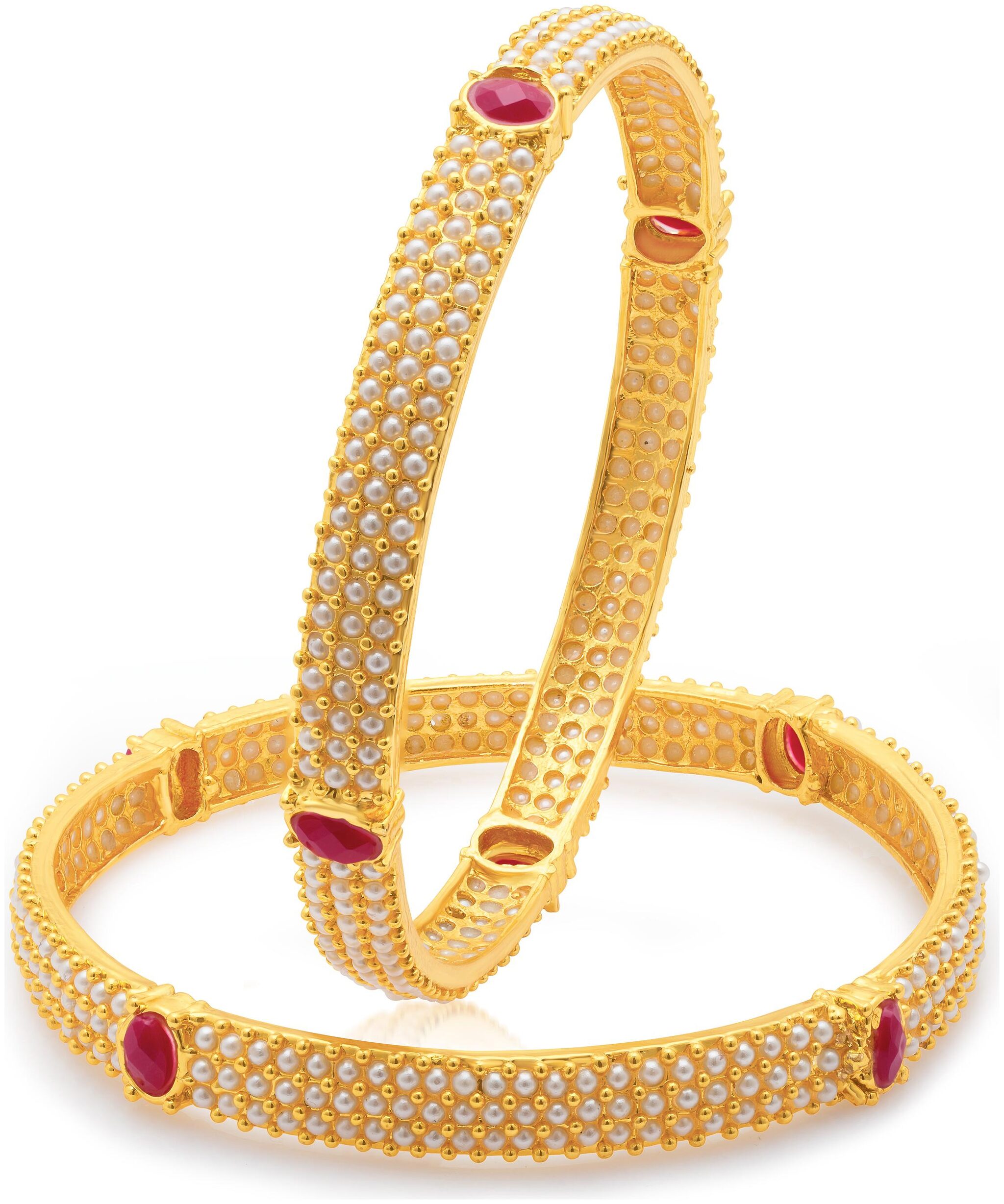 

Sukkhi Delightful Gold Plated Wedding Jewellery Pearl Bangles (Set of 2) for Women