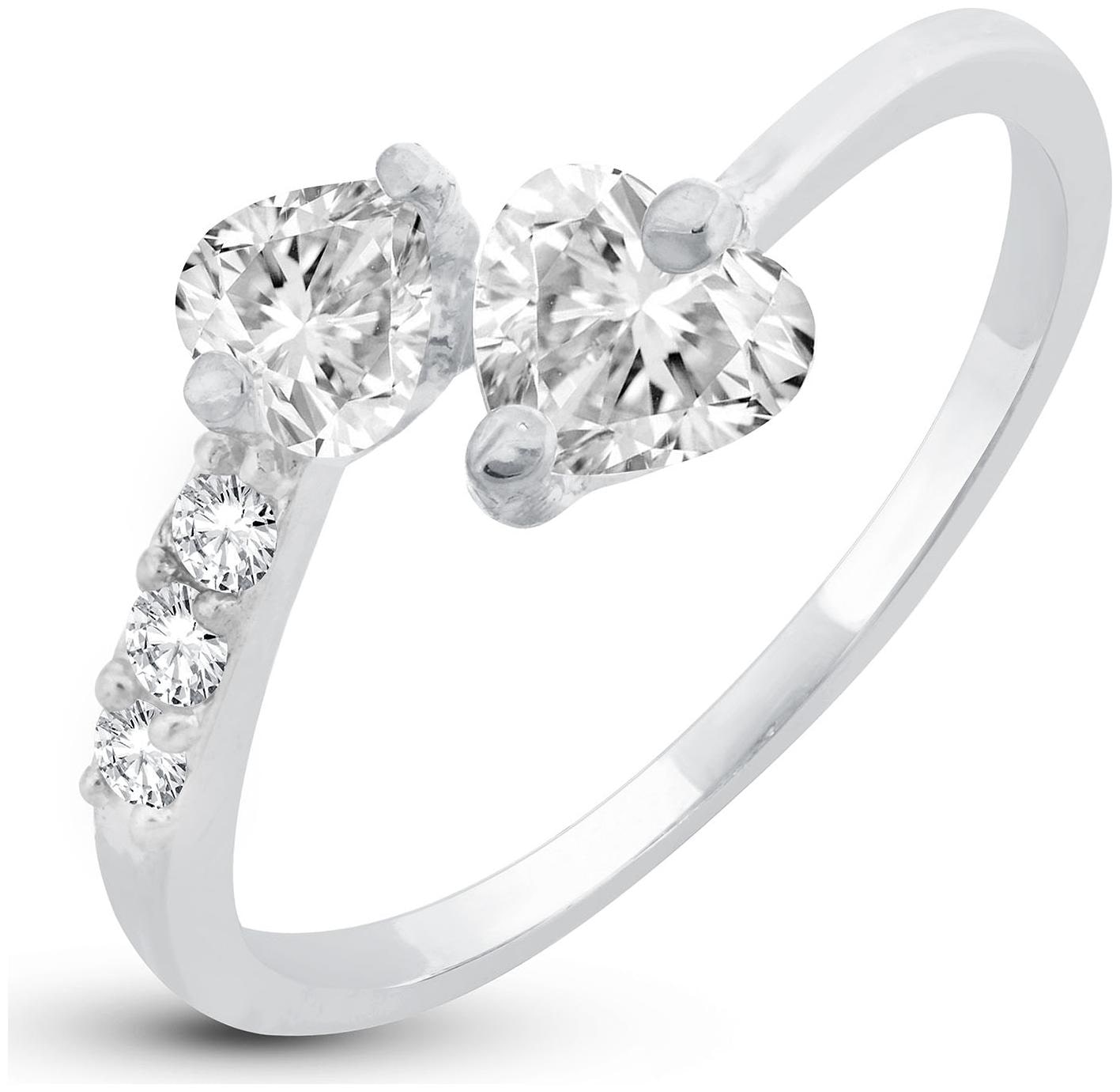 

Sukkhi Designer Crystal Heart Cut Adjustable Rhodium Plated Ring for women