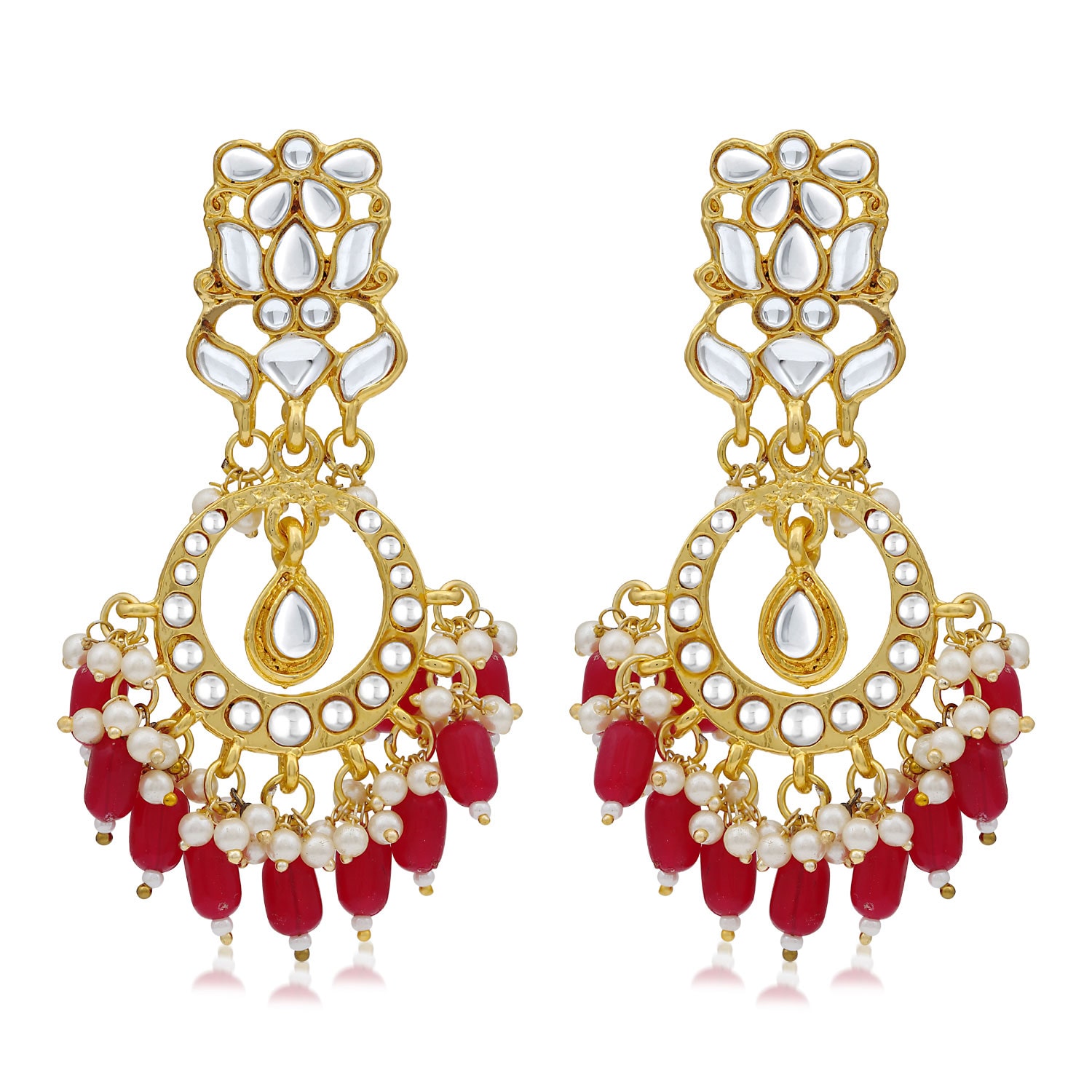 

Sukkhi Designer Kundan Gold Plated Pearl Chandelier Earring for Women