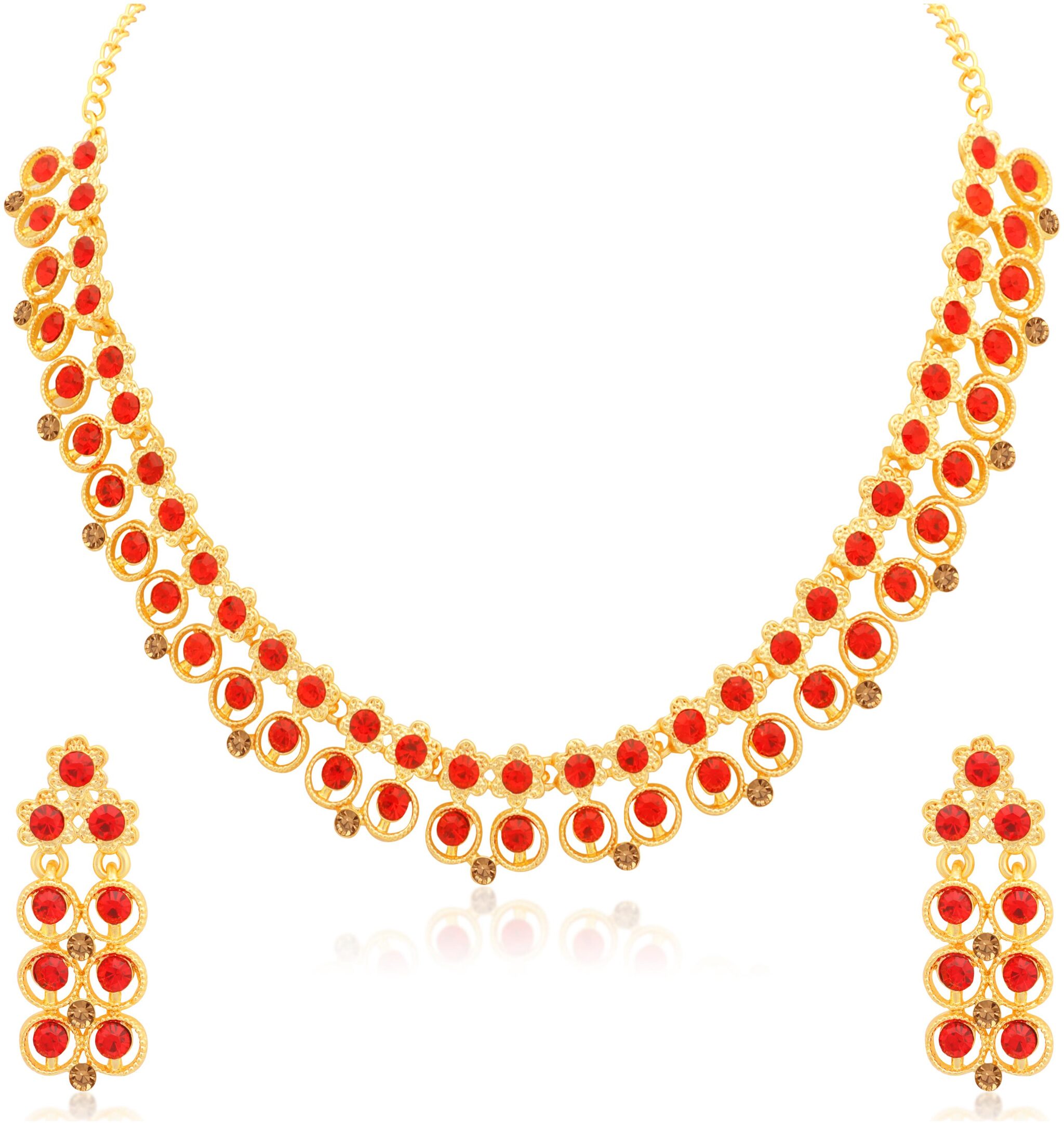 

Sukkhi Elegant LCT and Red Stone Gold Plated Choker Necklace Set for Women