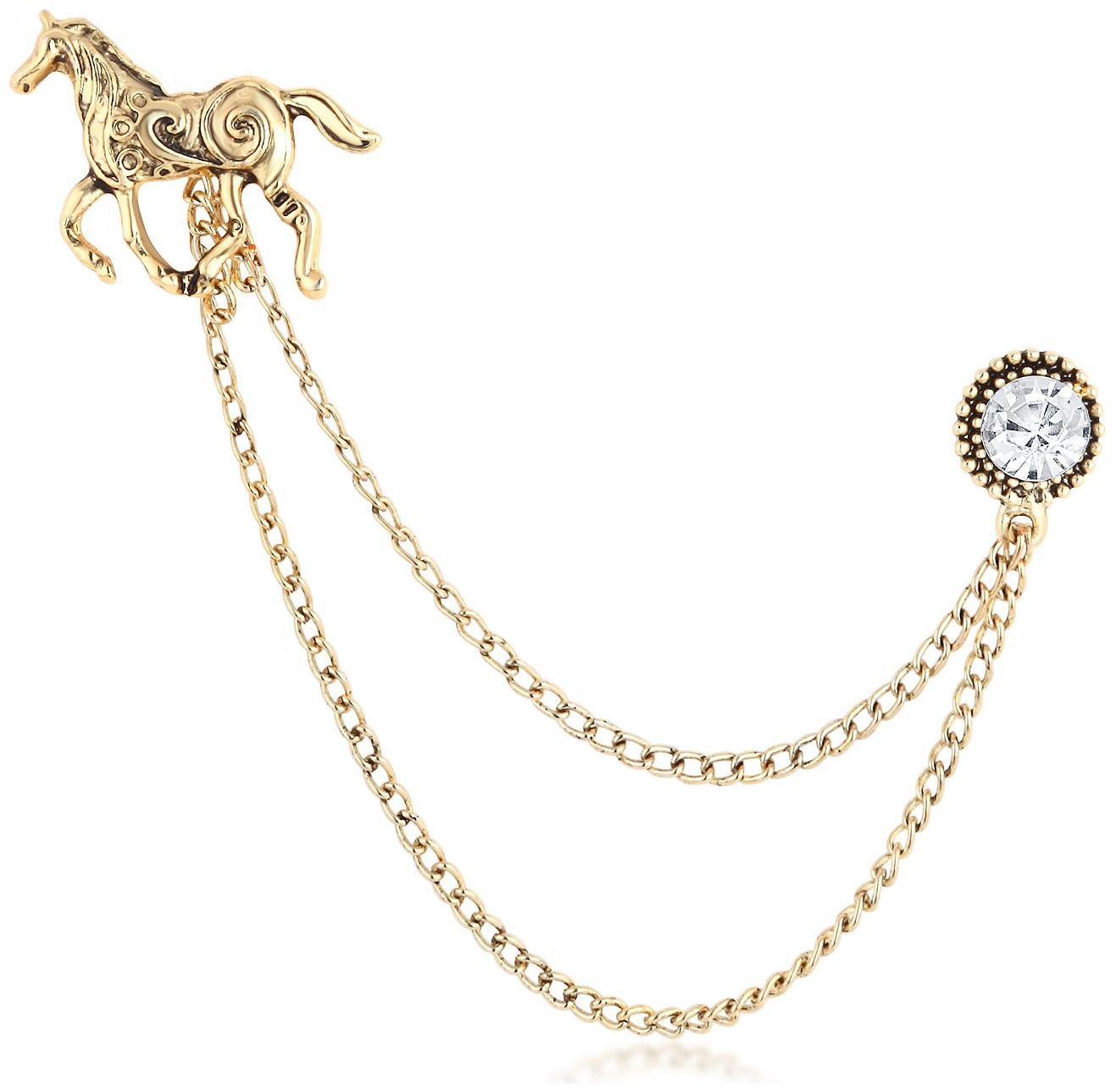 

Sukkhi Elegant Gold Plated Horse shaped mens lapel pin