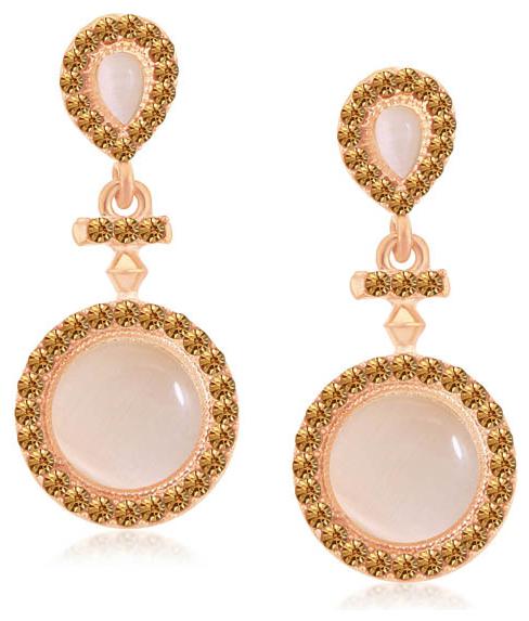 

Sukkhi Elegant Rose Gold Plated LCT Stone Circular Dangle Earrings For Women