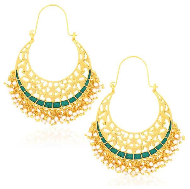 

Sukkhi Elegant Gold Plated Meenakari Pearl Chandbali Earrings For Women