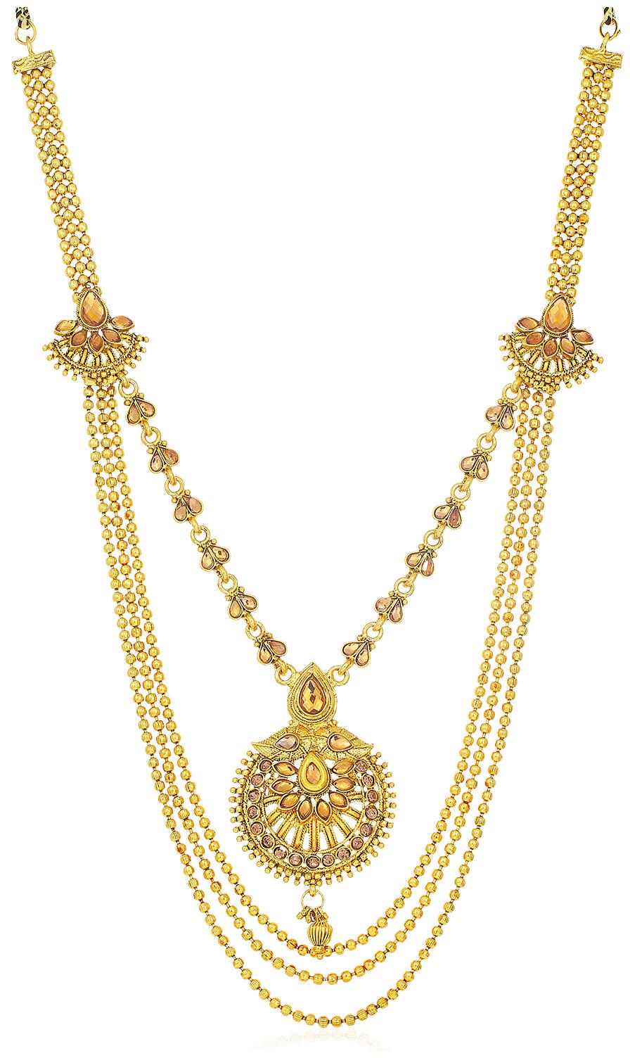 

Sukkhi Equisite Gold Plated 3 String Long Haram Necklace for Women