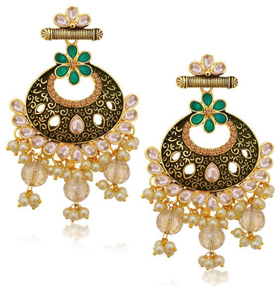 

Sukkhi Equisite LCT Gold Plated Pearl Chandbali Earring For Women