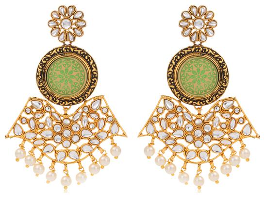 

Sukkhi Equisite Gold Plated Mint Meena Collection Chandelier Earring for Women