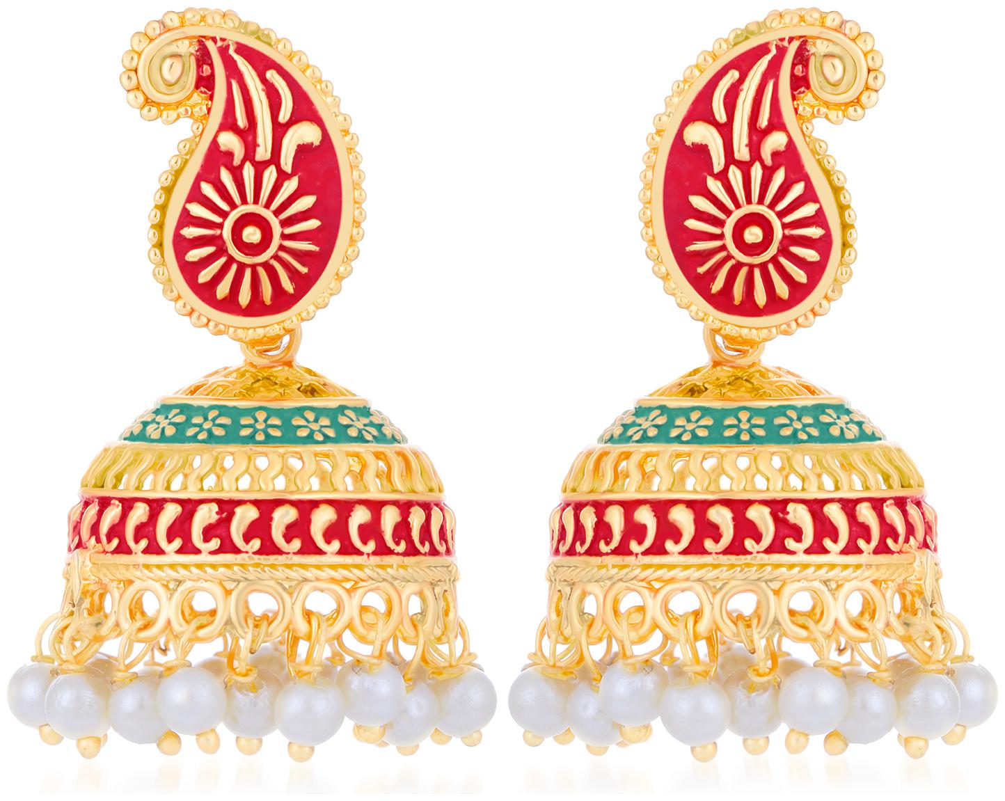 

Sukkhi Ethnic Gold Plated Paisley Mint Collection Jhumki Earring For Women