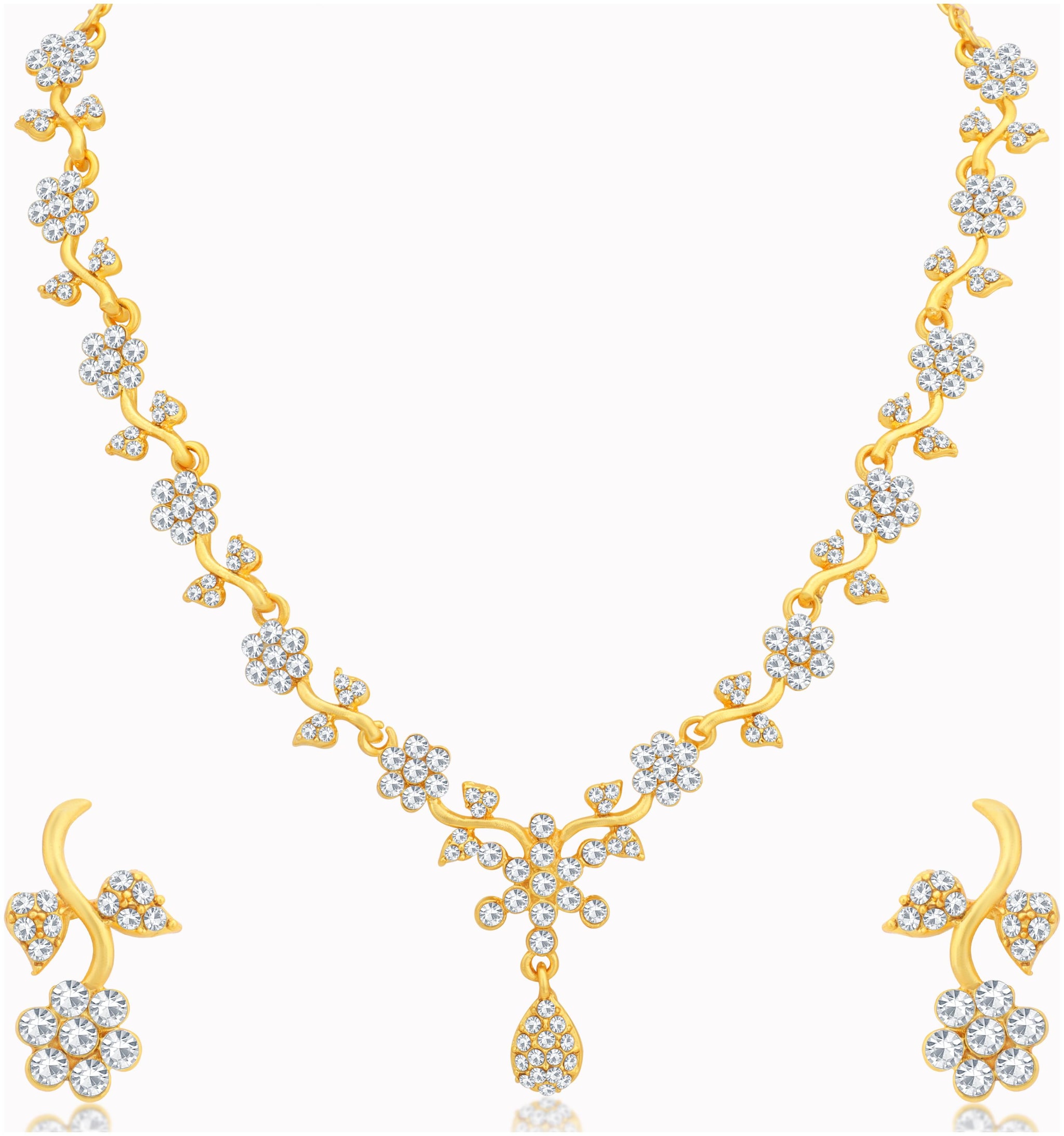 

Sukkhi Ethnic Floral Gold Plated Floral Necklace Set for Women