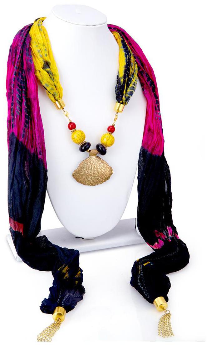 

Sukkhi Excellent Silk Detachable Scarf Necklace With Chain For Women