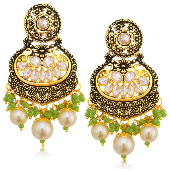 

Sukkhi Excellent LCT Floral Gold Plated Pearl Chandelier Earring For Women
