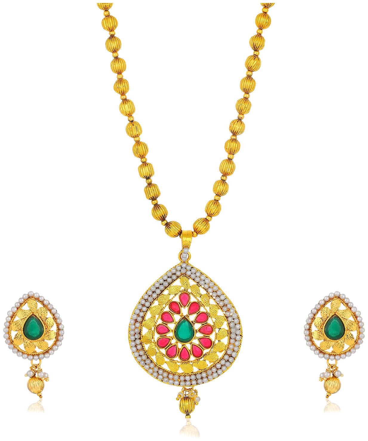 

Sukkhi Excellent Gold Plated Almond Shaped Collar Necklace Set for Women