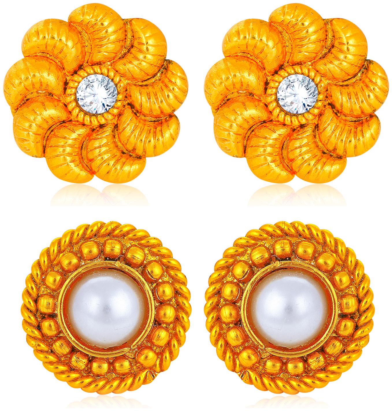 

Sukkhi Excellent Pearl Gold Plated Floral Earring Combo For Women