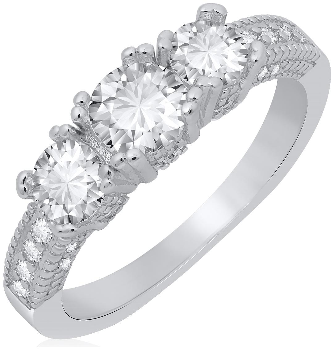 

Sukkhi Exclusive 3 Stone Cubic Zirconia Rhodium Plated Ring for Women