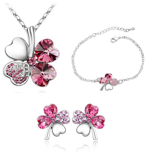 

Sukkhi Exclusive Floral Crystal Pink Rhodium Plated Combo for Women