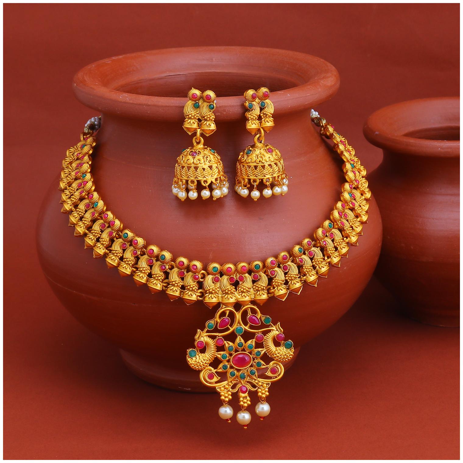 

Sukkhi Exclusive Gold Plated Pearl Collar Necklace Set for Women