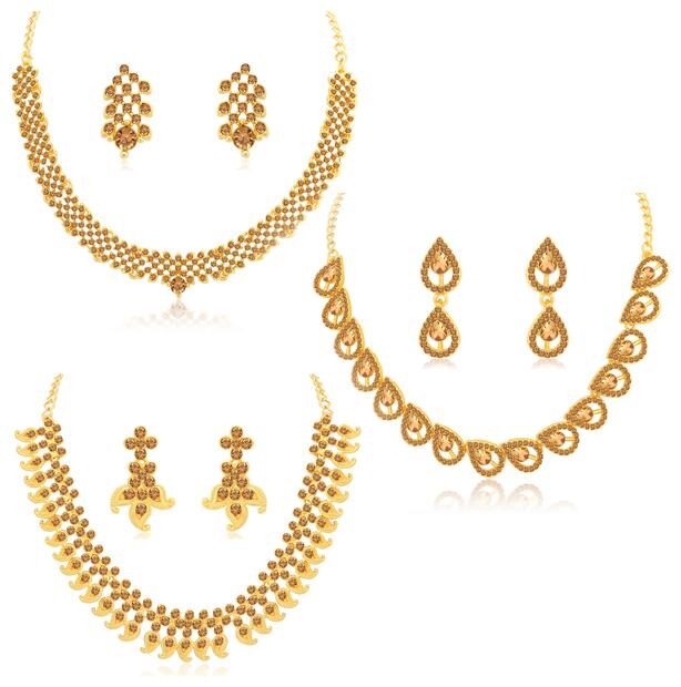 

Sukkhi Exclusive LCT Gold Plated Paisley Necklace Set Combo for Women