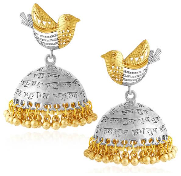 

Sukkhi Exotic Gold and Rhodium Plated Bird Jhumki Earring For Women