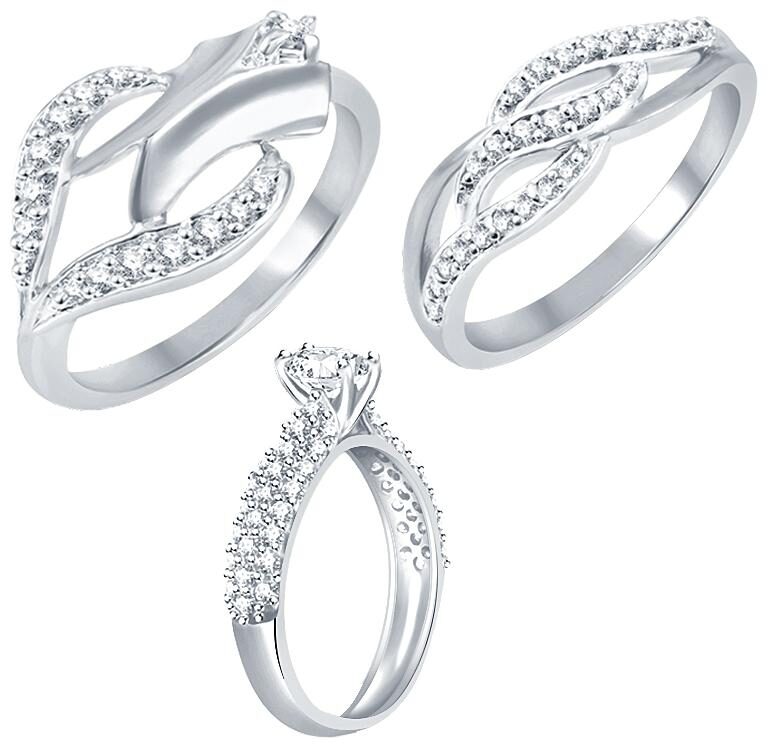 

Sukkhi Exotic Rhodium Plated Cz Set Of 3 Ring Combo For Women