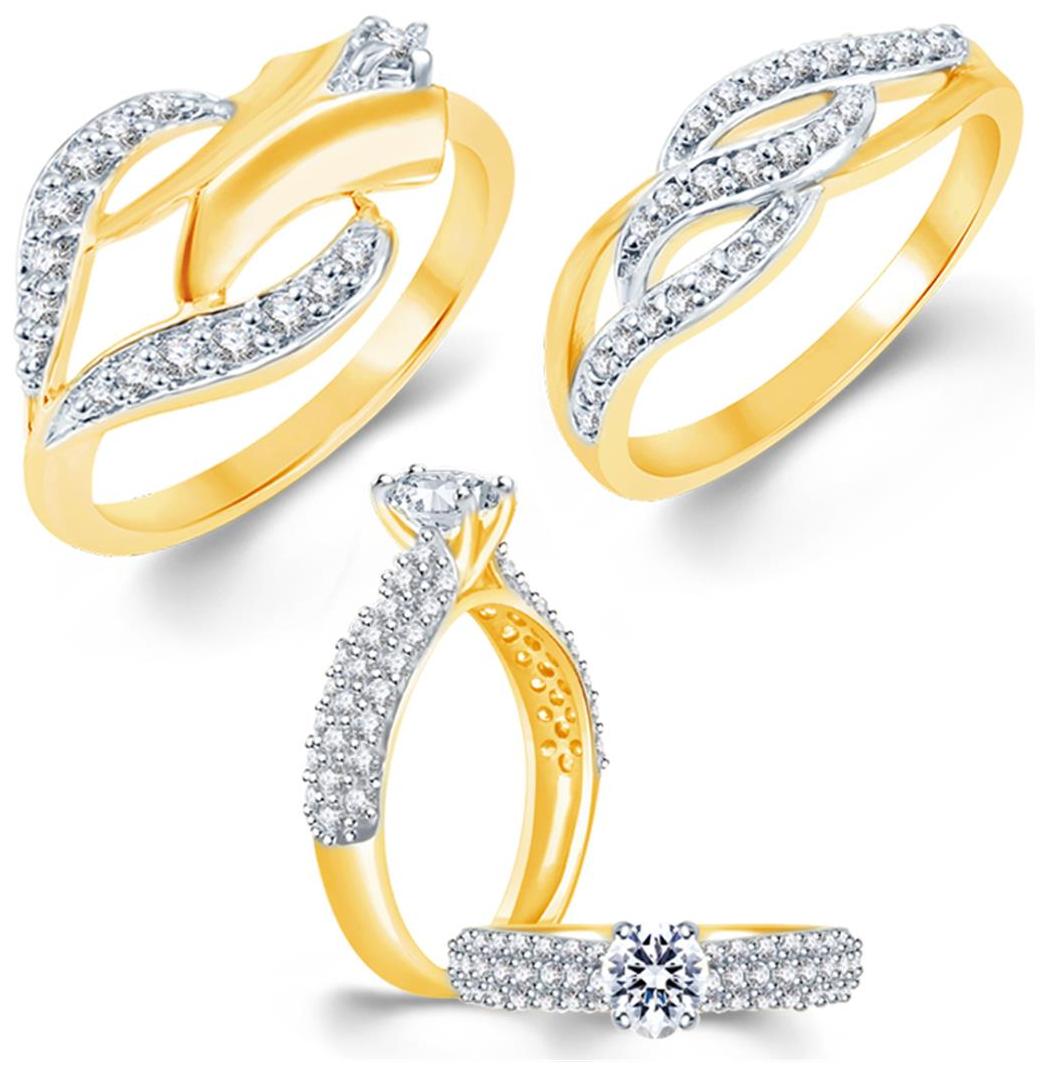 

Sukkhi Exotic Gold Plated CZ Set of 3 Ladies Ring Combo For Women