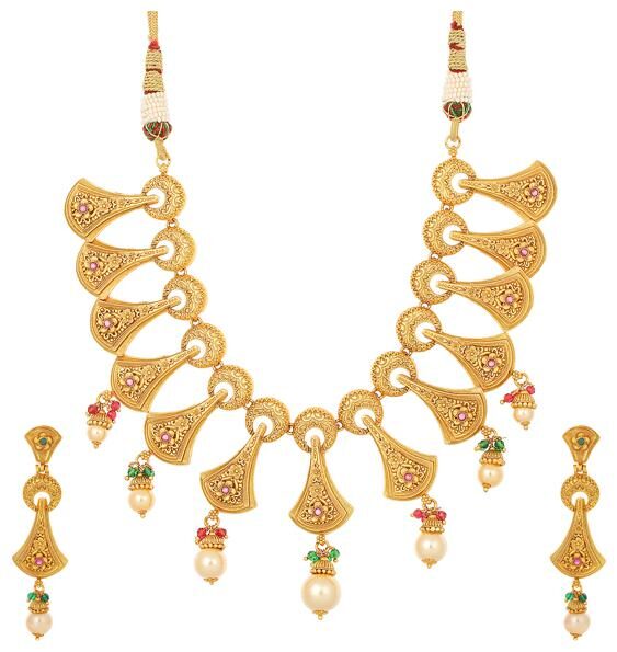 

Sukkhi Exotic Choker Gold Plated Necklace Set for Women