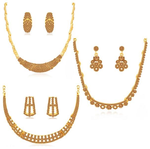 

Sukkhi Eye-Catching LCT Gold Plated Necklace Set Combo for Women