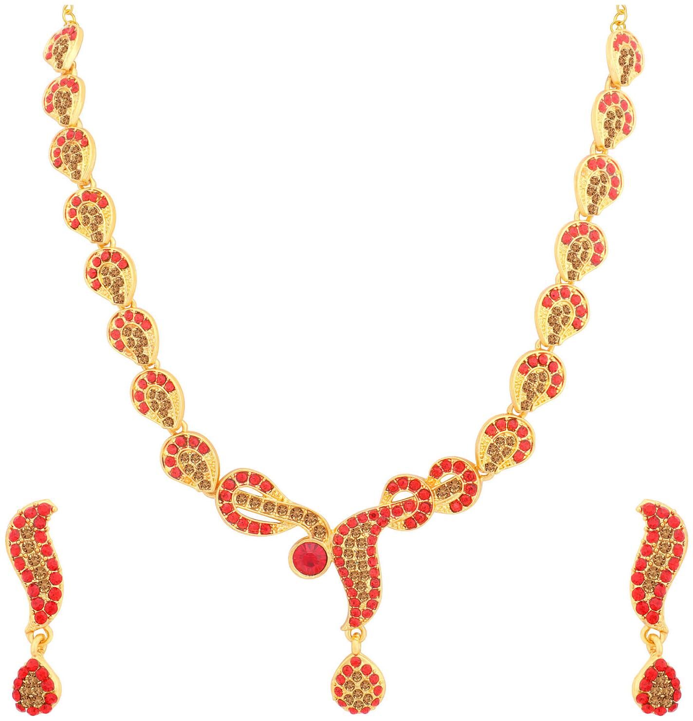 

Sukkhi Fabulous LCT and Red Stone Gold Plated Necklace Set for Women