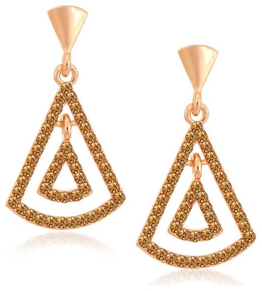 

Sukkhi Fancy Rose Gold Plated LCT Stone Triangular Shaped Dangle Earrings For Women