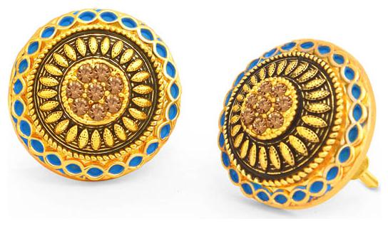 

Sukkhi Fancy LCT Gold Plated Blue Mint Meena Collection Stud Earring For Women