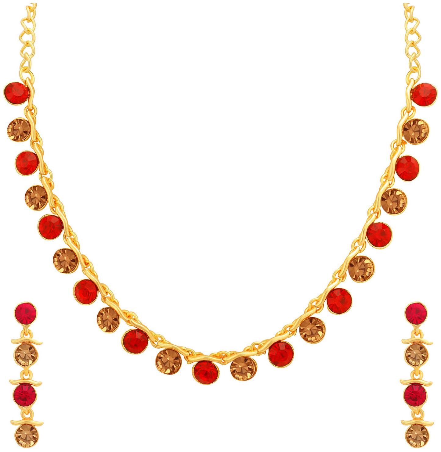 

Sukkhi Fascinating LCT and Red Stone Gold Plated Necklace Set for Women