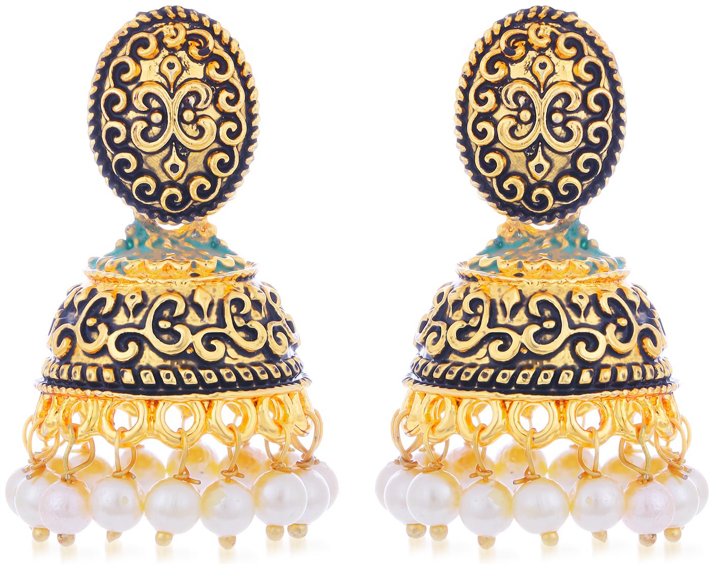 

Sukkhi Fascinating Pearl Gold Plated Mint Collection Jhumki Earring For Women