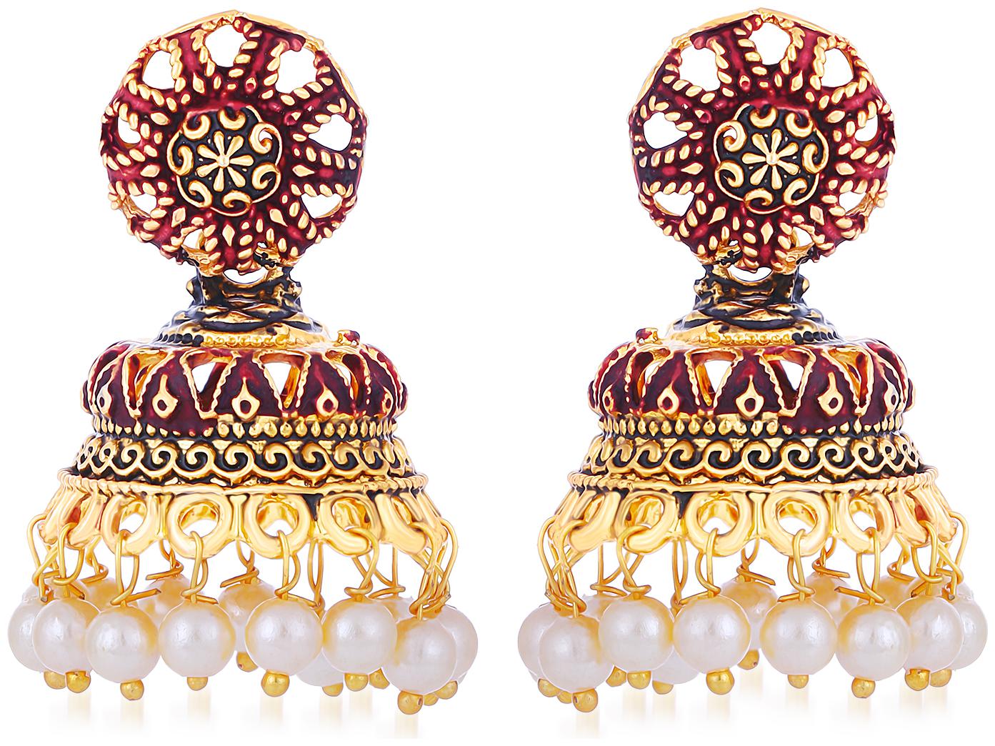 

Sukkhi Fashionable Pearl Gold Plated Mint Collection Jhumki Earring For Women