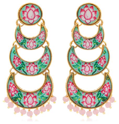 

Sukkhi Fashionable Gold Plated Lotus Chandelier Earring for Women