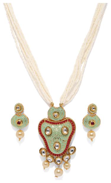 

Sukkhi Fine Mint Collection Gold Plated Neckalce Set for Women
