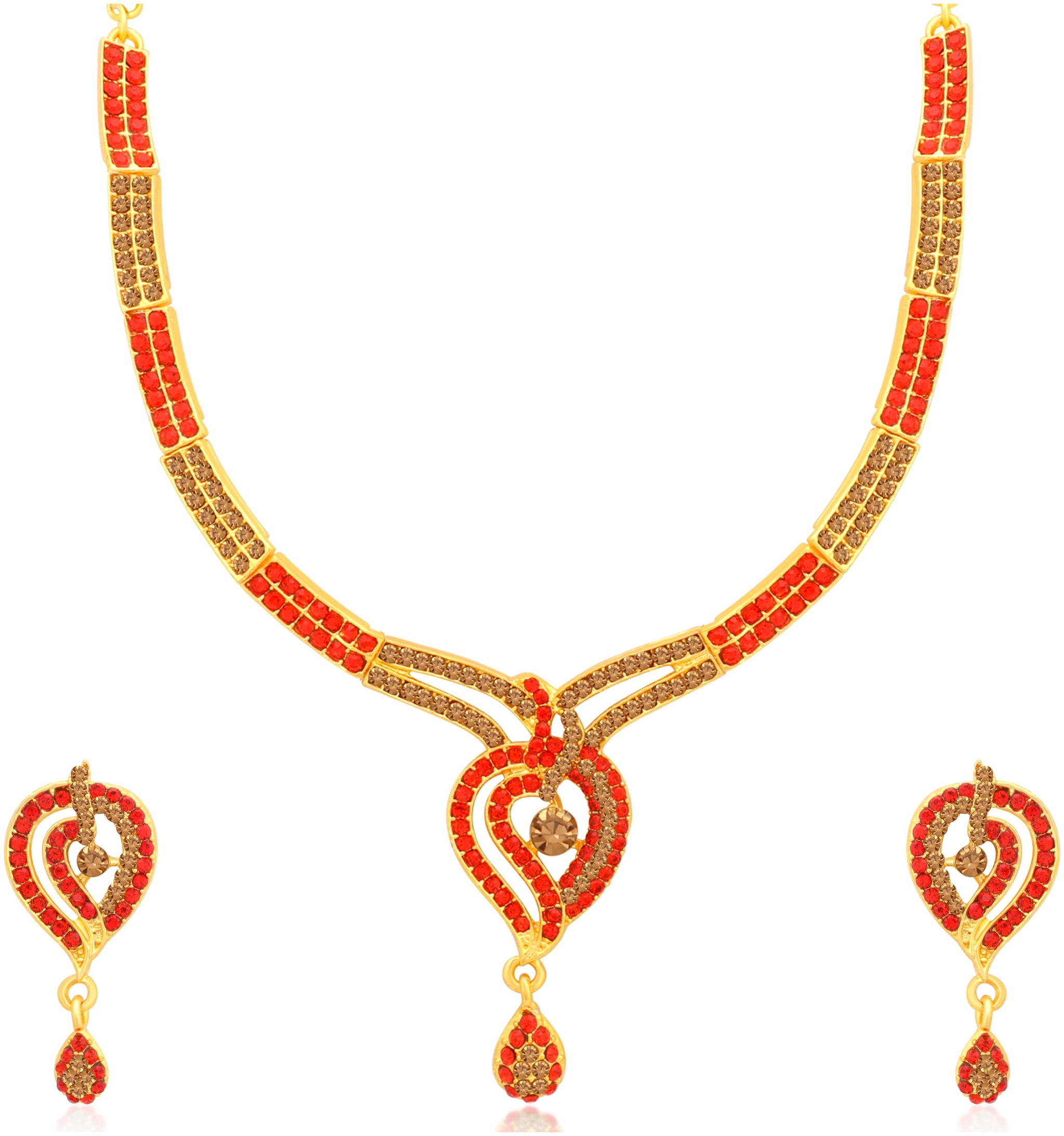 

Sukkhi Flawless LCT and Red Stone Gold Plated Necklace Set for Women