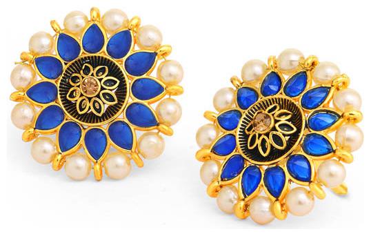 

Sukkhi Gleaming Floral Gold Plated Pearl Meenakari Stud Earring For Women