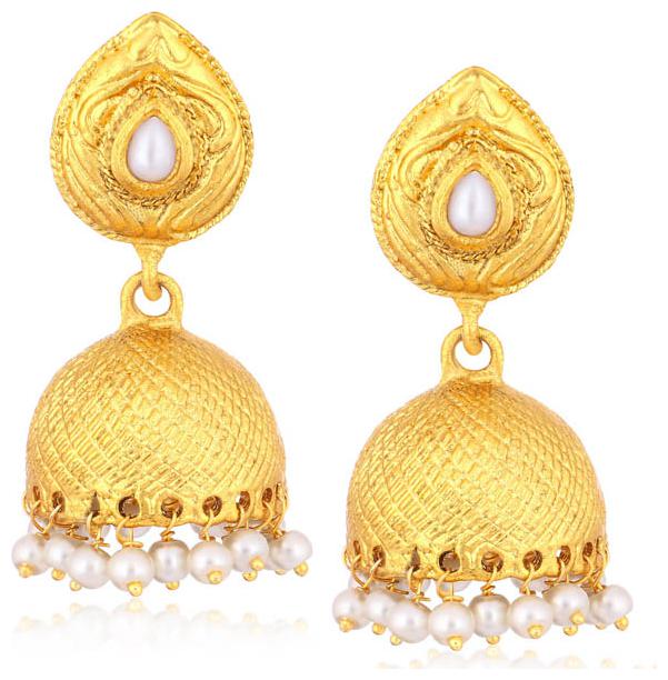 

Sukkhi Gleaming Gold Plated Pearl Jhumki Earrings For Women
