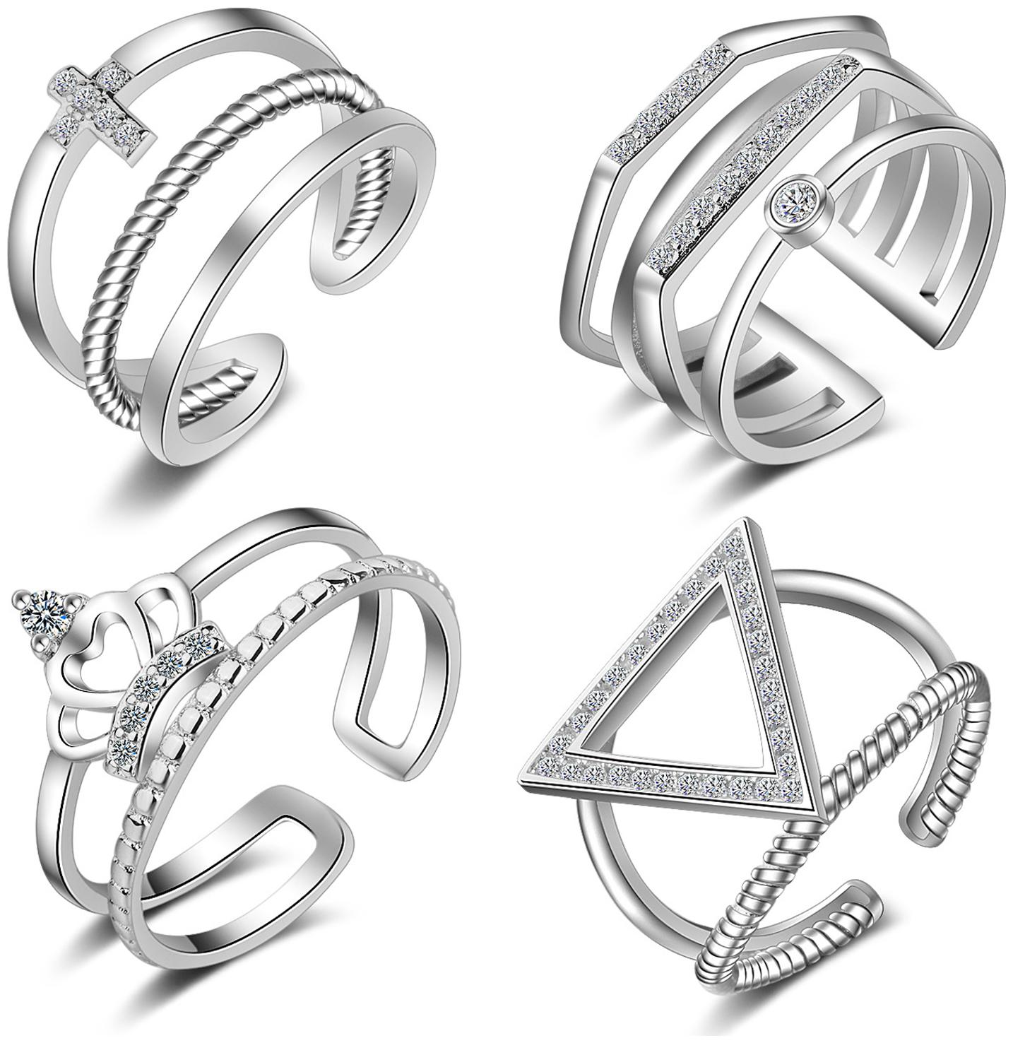 

Sukkhi Glimmery Crystal Rhodium Plated Ring Combo For Women