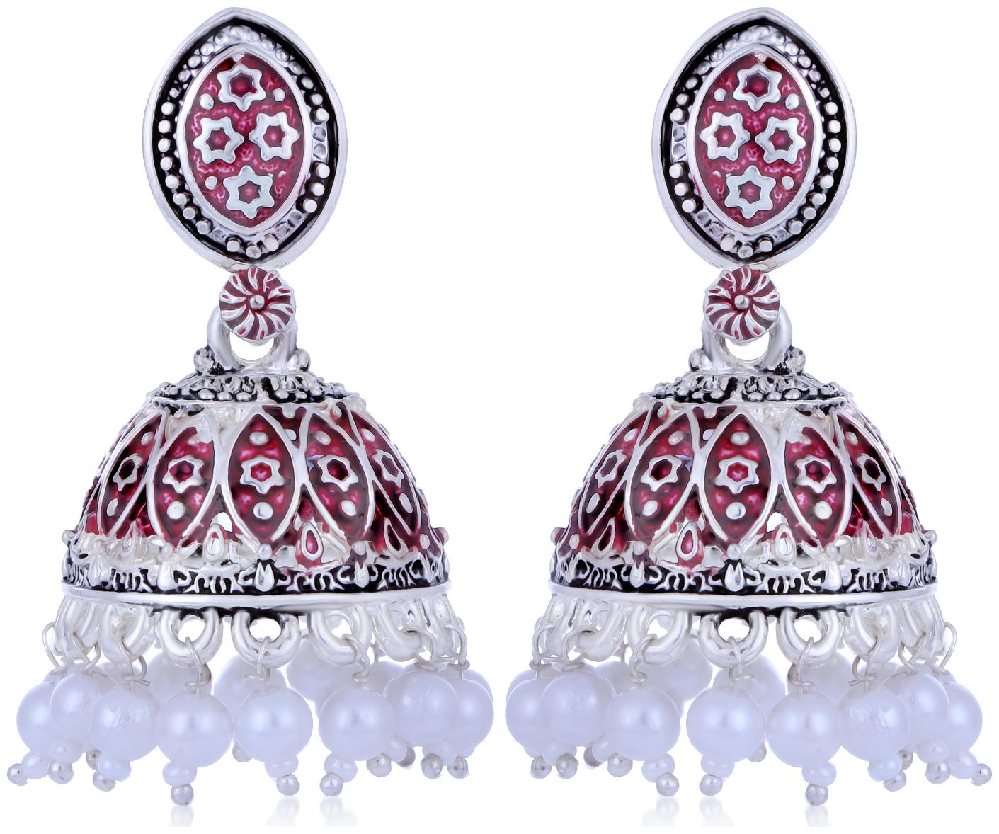 

Sukkhi Glimmery Oxidised Mint Collection Pearl Jhumki Earring For Women
