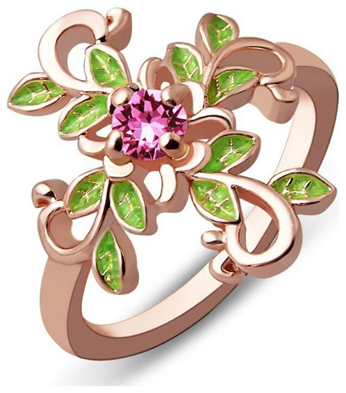 

Sukkhi Glimmery Floral Crystal Stone Gold Plated Ring for Women