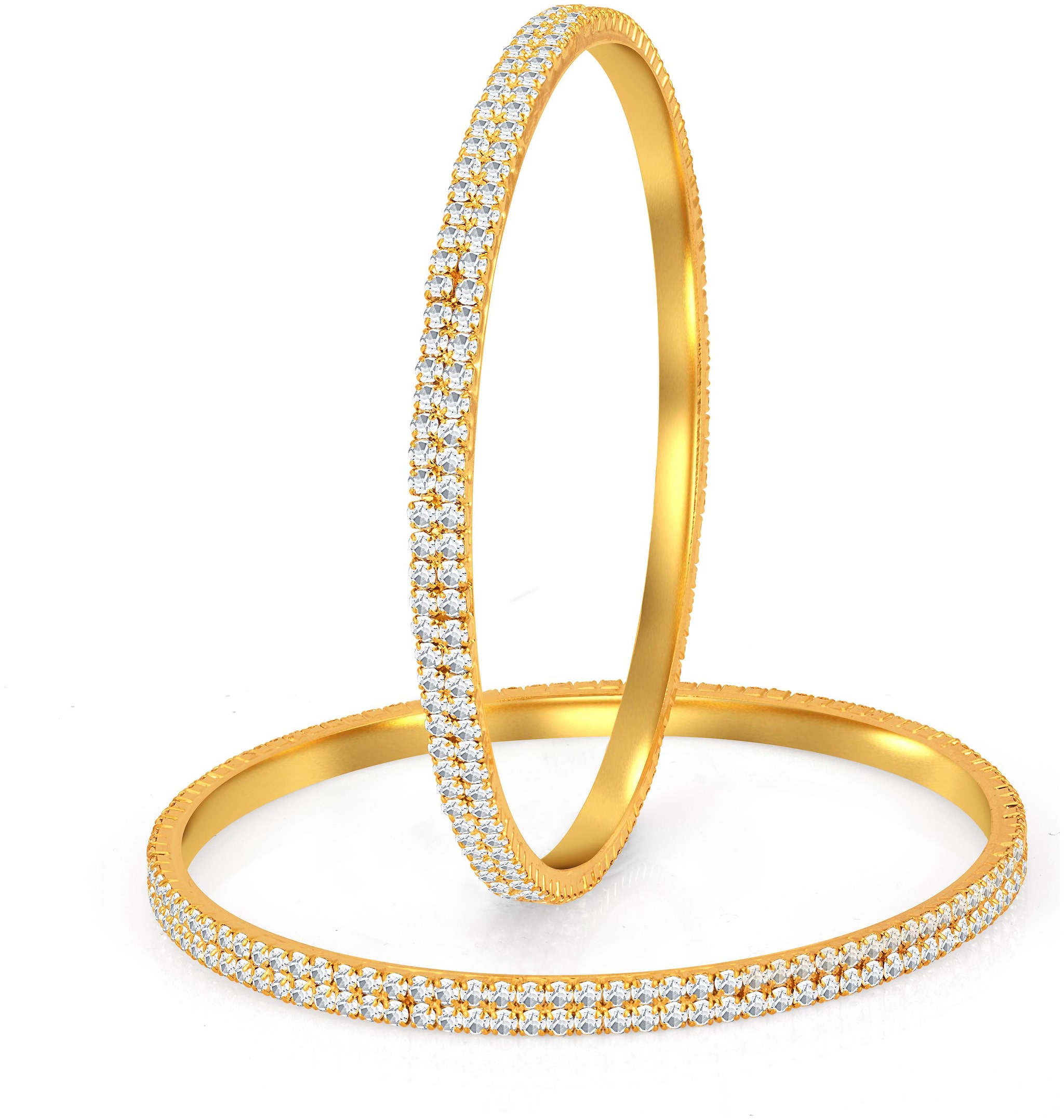 

Sukkhi Glimmery Gold Plated Set OF 2 Australian Diamond Two Line Bangle for Women
