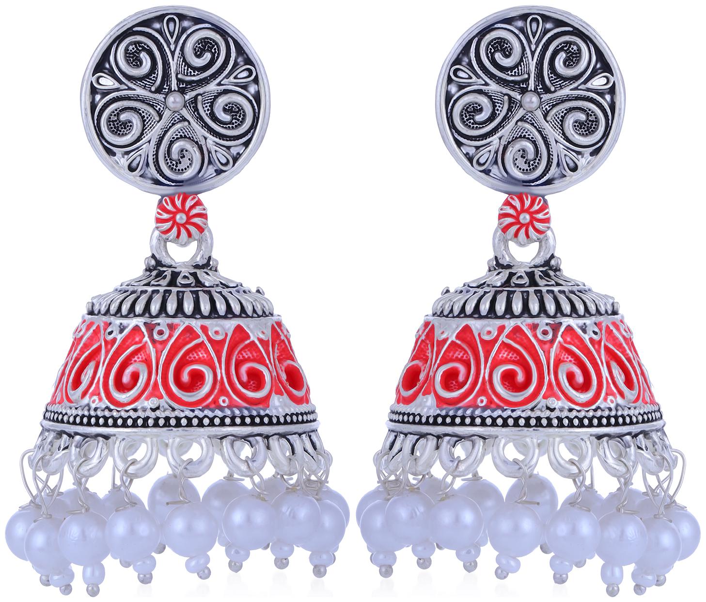 

Sukkhi Glittery Oxidised Mint Collection Pearl Jhumki Earring For Women