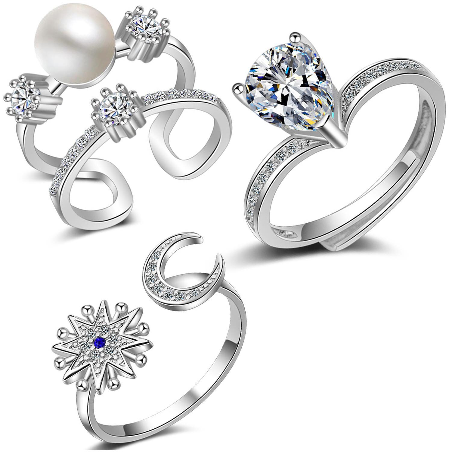 

Sukkhi Glitzy Crystal Rhodium Plated Ring Combo For Women