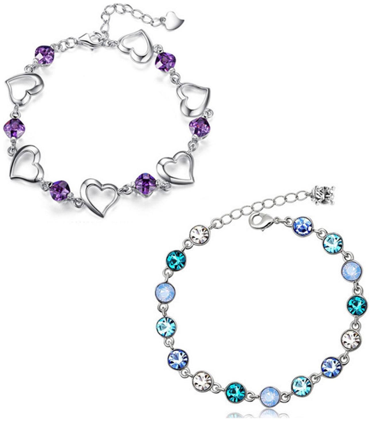 

Sukkhi Glitzy Crystal Rhodium Plated Bracelet Combo For Women